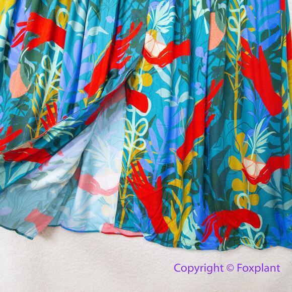 Hutch Rigby Tropical Floral Tie Waist Button Front Maxi Shirt Dress, size S - Picture 6 of 16